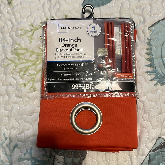 Mainstays brand 84 inch orange blackout curtain panel from Walmart with grommets - Picture 1 of 5